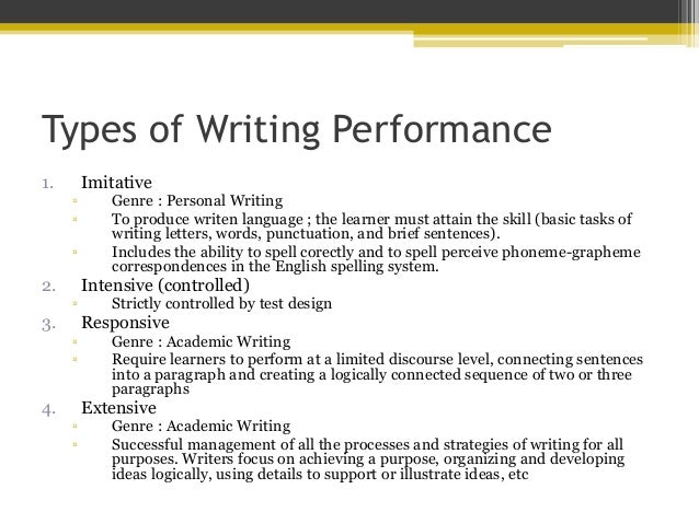 different types of writing assessments